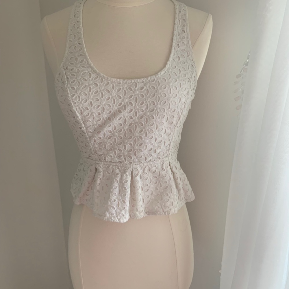 UO Kimchi Blue Eyelet Racerback Crop Top